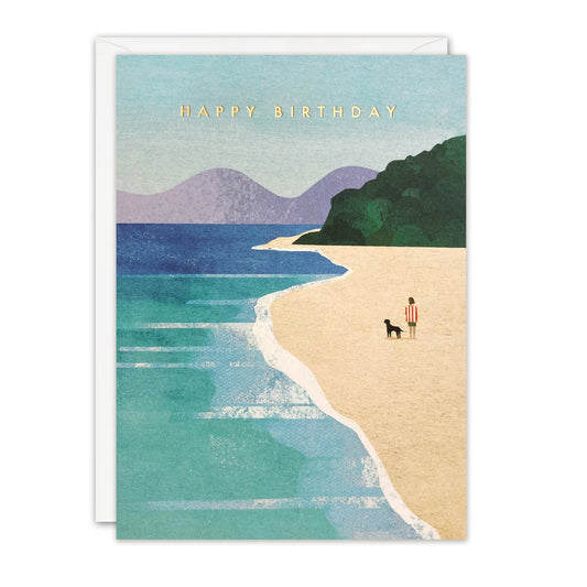 Happy Birthday Beach Walk Offshore Greetings Card