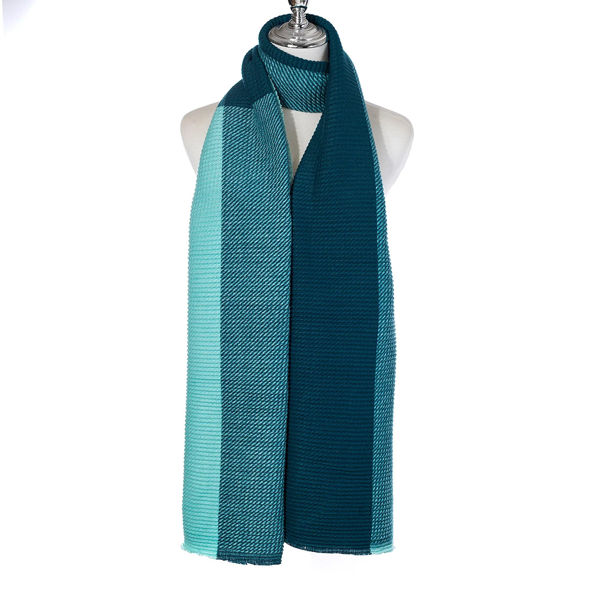 Colour Block Wrap Scarf Peacock Blue