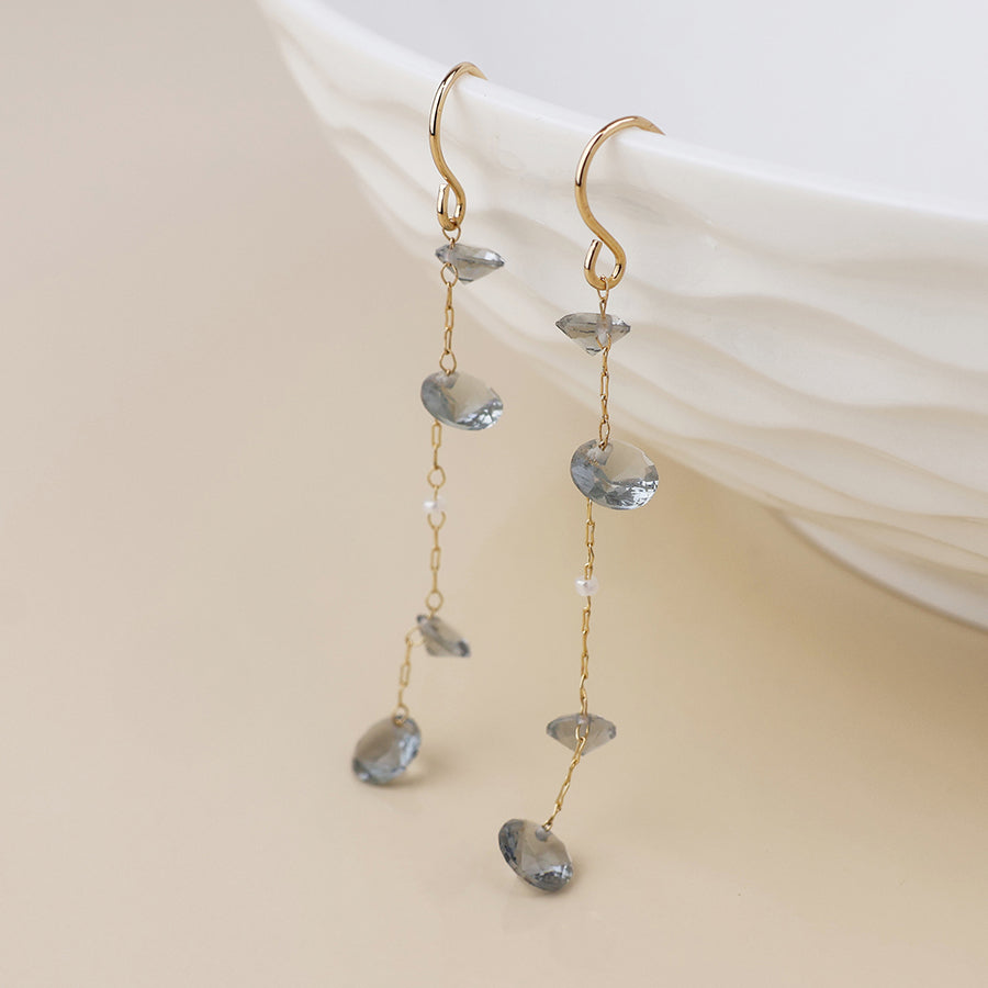 Lyra Crystal Drop Earrings Grey
