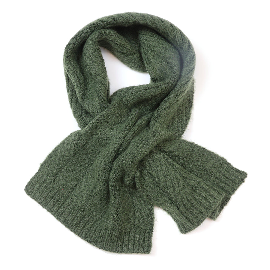 Herringbone Pull Through Scarf Moss Green
