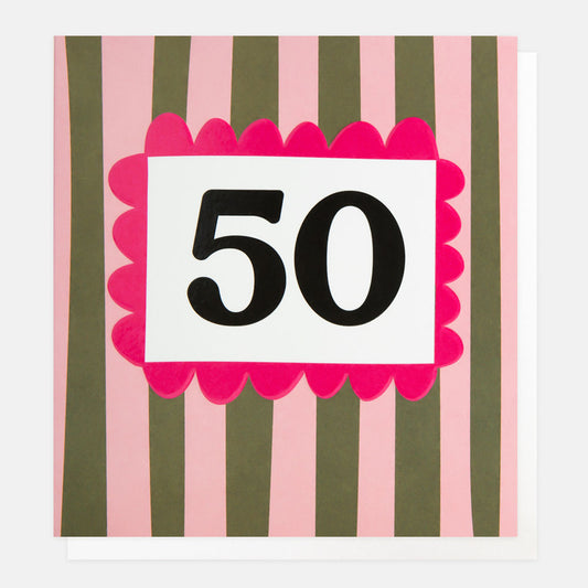 50th Birthday Stripey Greetings Card