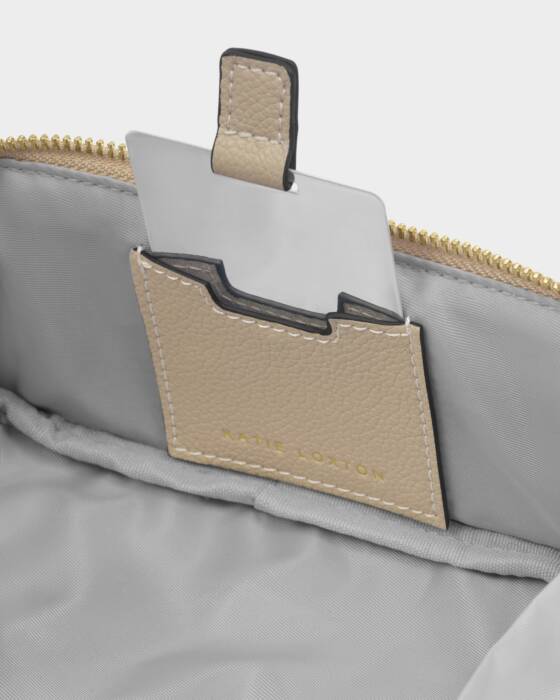 Katie Loxton Fold-Out Mirror Makeup Bag in Taupe