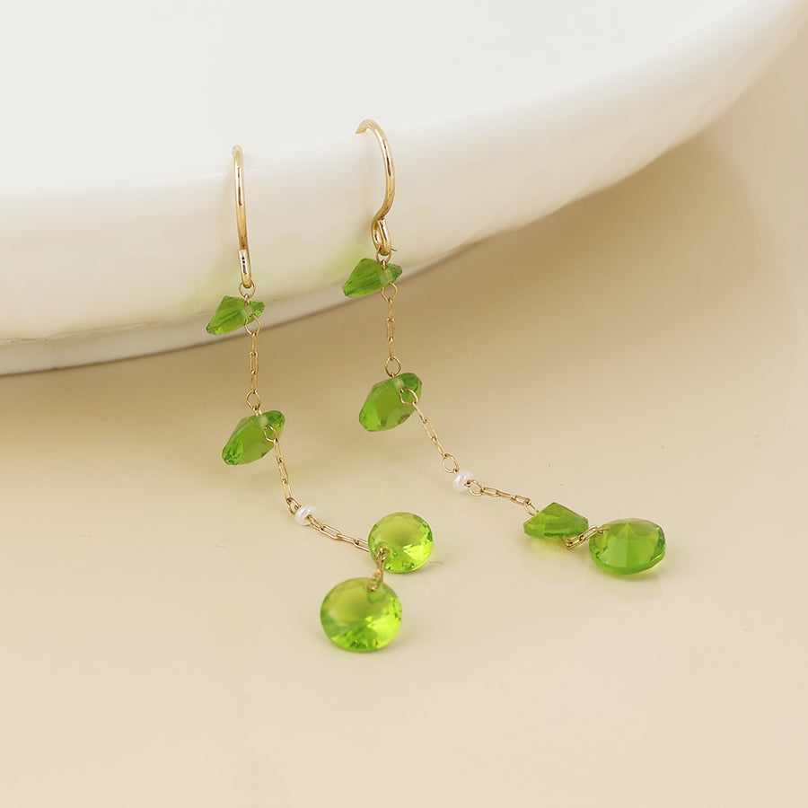 Lyra Crystal Drop Earrings Olive