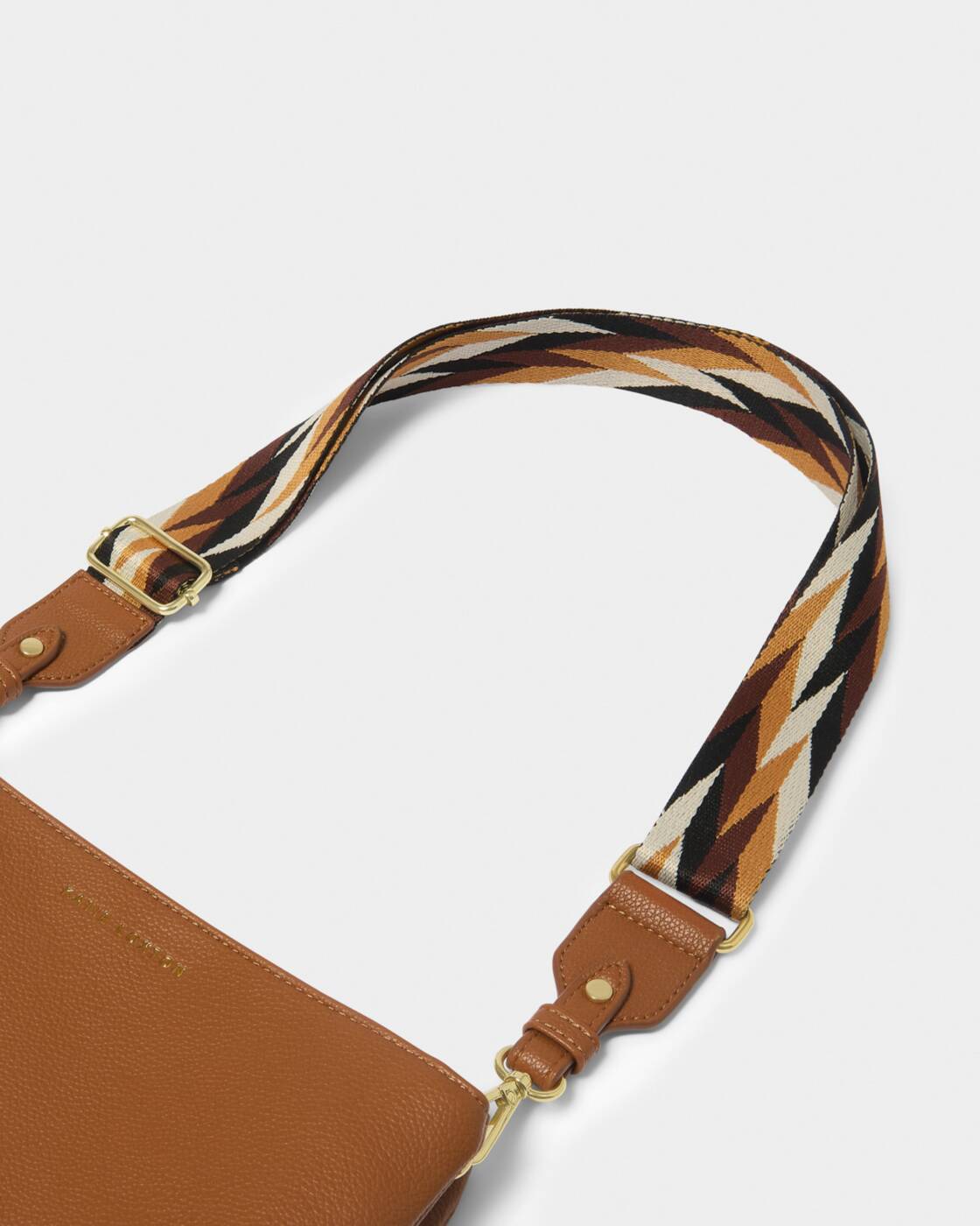Geometric Canvas Bag Strap in Cognac