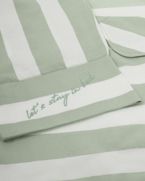 Stripe Print Gift Set Pyjamas in Green Mist & White