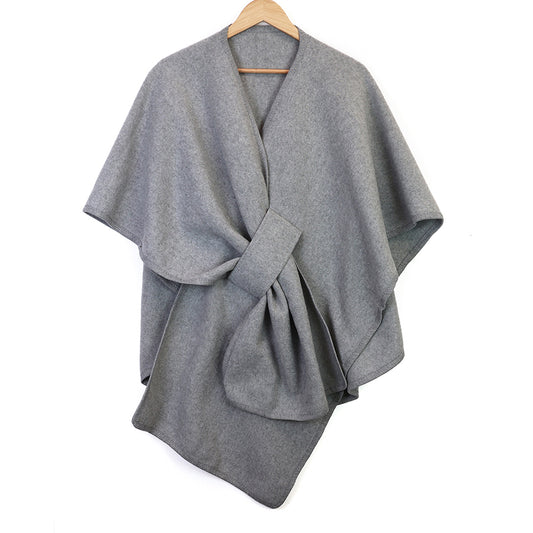 Self Tie Waist Poncho Grey