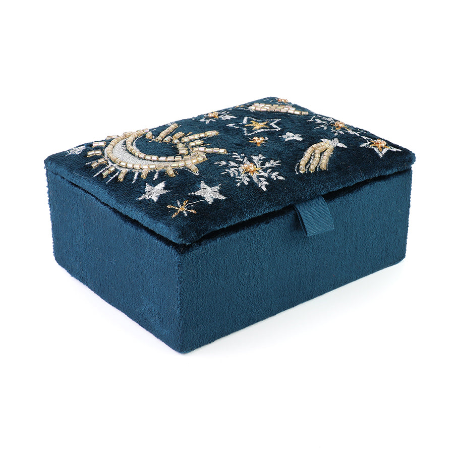 Celestial Night Embroidered Velvet Jewellery Box