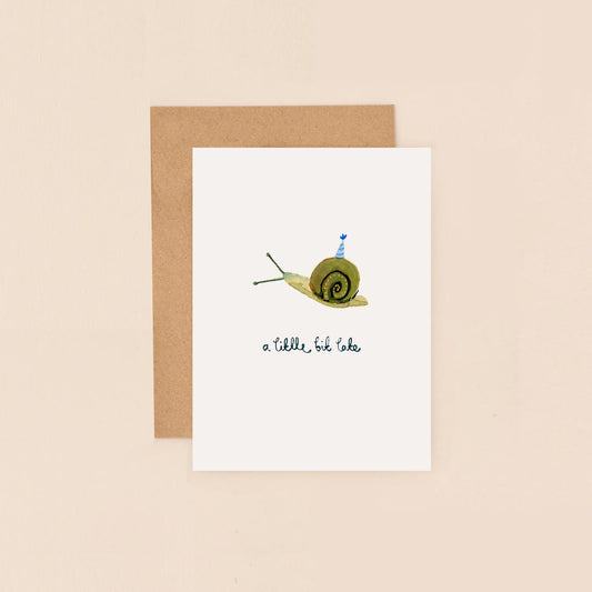 Snail A Little Bit Late Mini Greetings Card