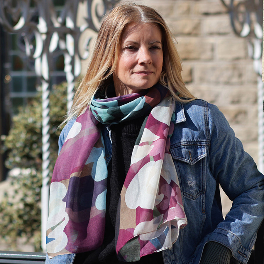 Plum & Teal Botanical Print Scarf