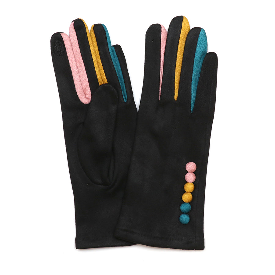 Faux Suede Gloves in Black