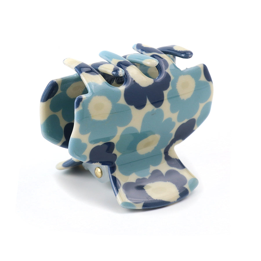 Blue Retro Flower Small 2 Pack Claw Clips