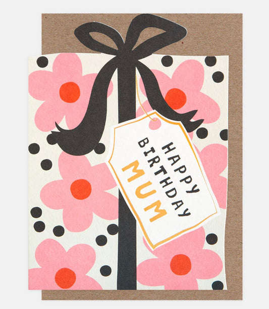 Present with Bow Mum Birthday Greetings Card