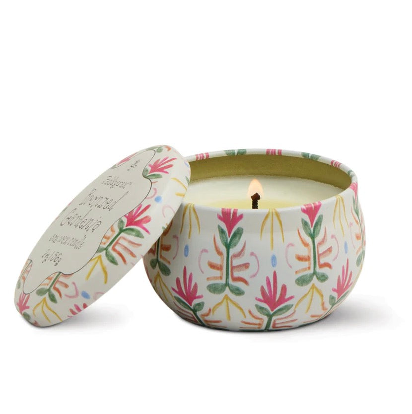 Tulip Printed Tin Candle - Bronzed Gardenia