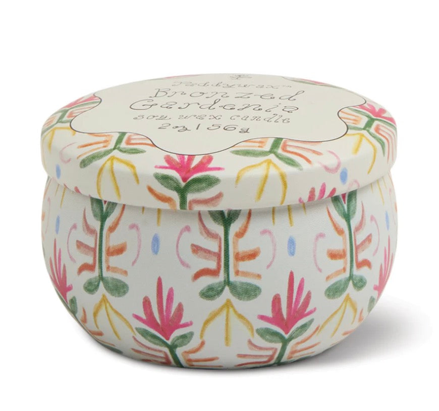 Tulip Printed Tin Candle - Bronzed Gardenia