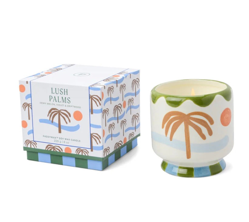 Adopo Lush Palms Ceramic Candle