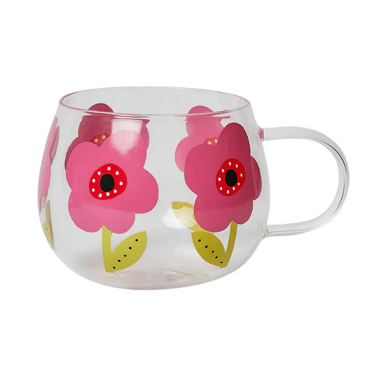 Mauve Flower Glass Mug