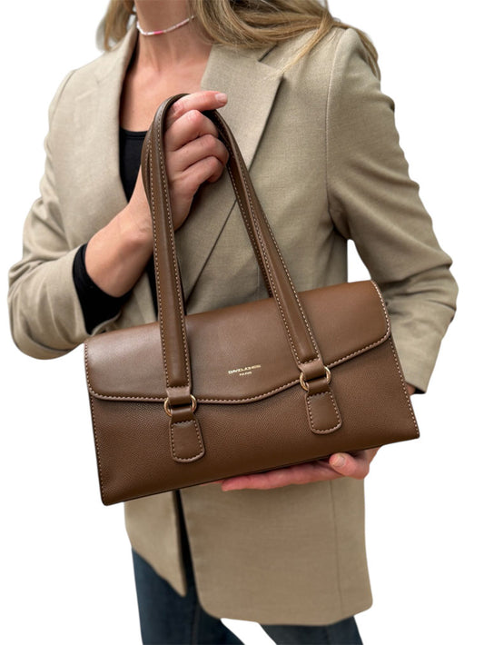 David Jones Satchel Flap Handbag Cocoa Brown