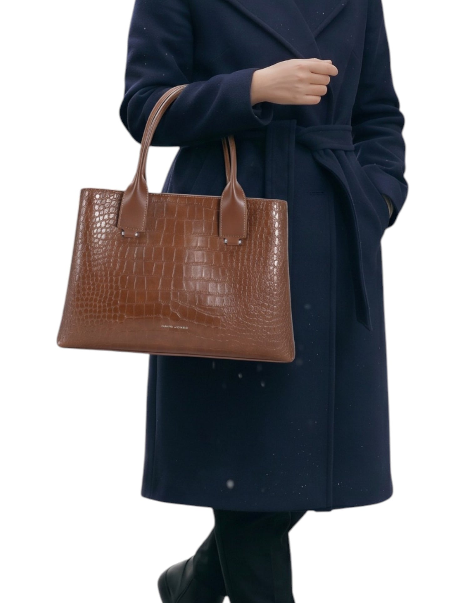 David Jones Faux Croc Tote Bag Bordeaux