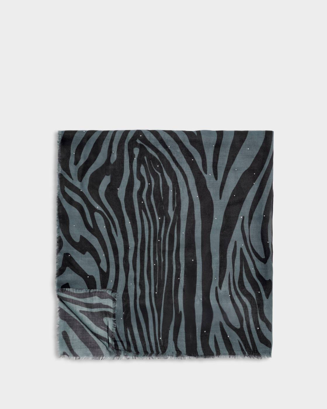 Katie Loxton Zebra Print Studded Scarf in Navy & Black