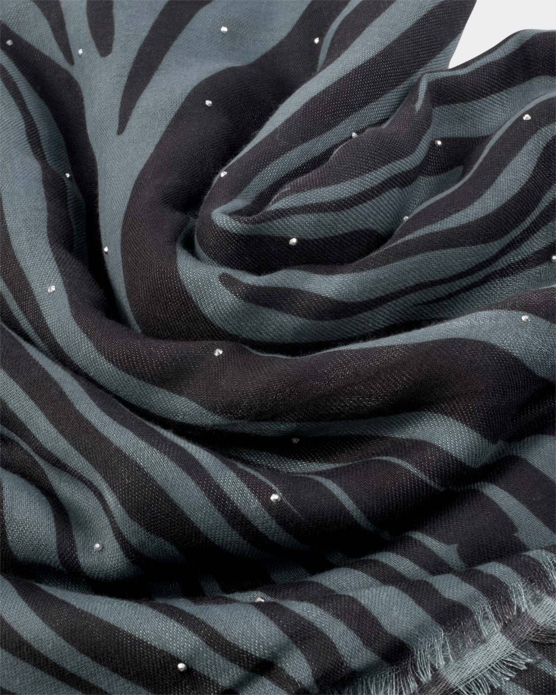 Katie Loxton Zebra Print Studded Scarf in Navy & Black