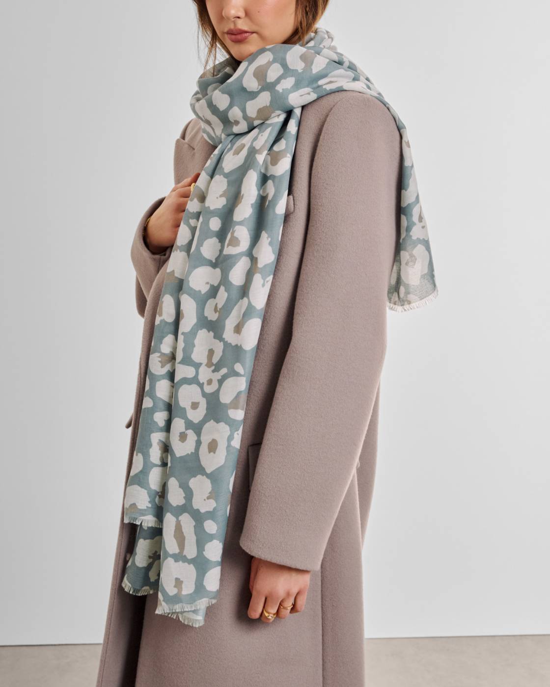 Katie Loxton Abstract Floral Print Scarf in Grey & Taupe
