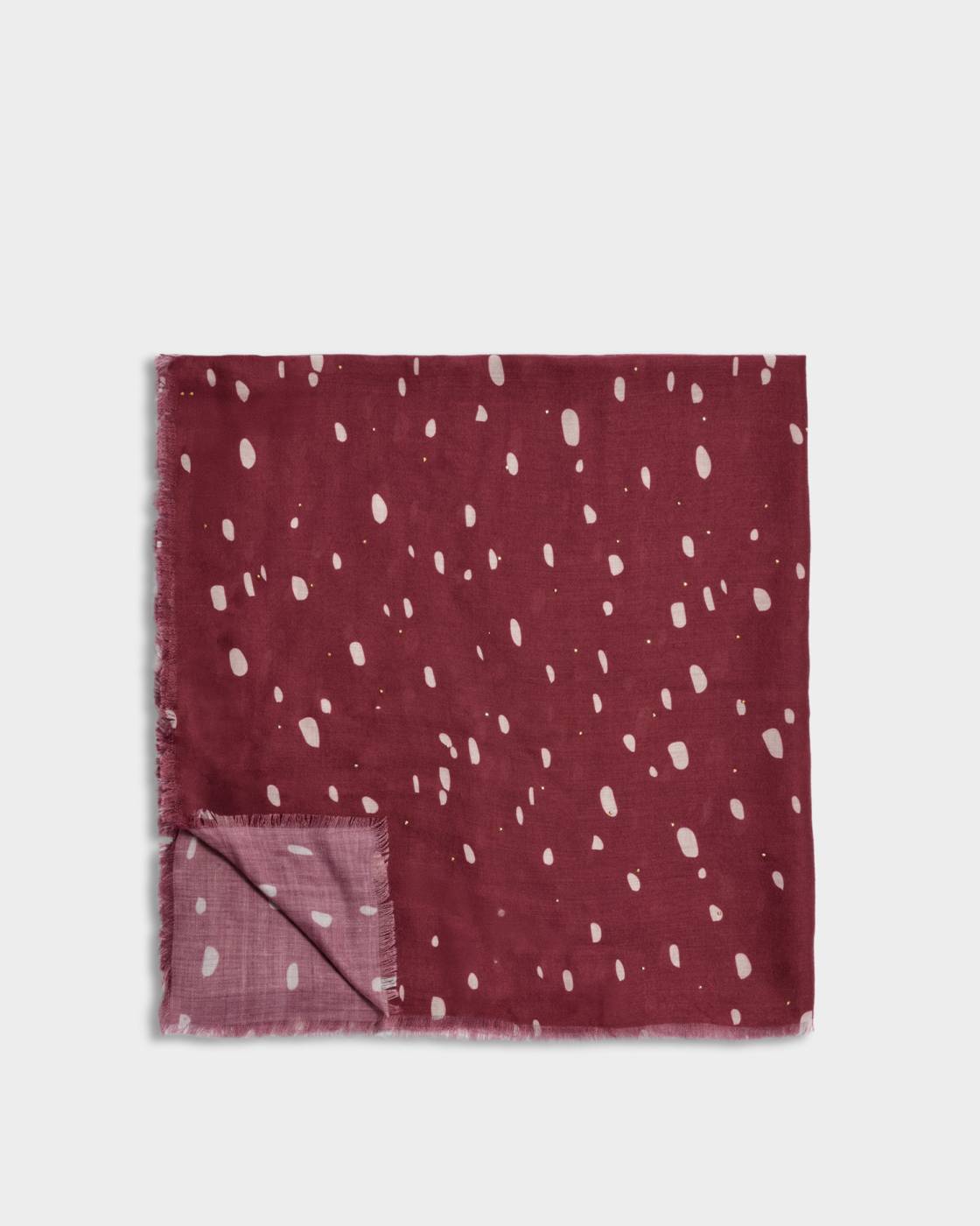 Katie Loxton Scattered Dots Studded Scarf in Burgundy & White