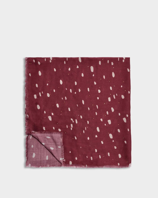 Katie Loxton Scattered Dots Studded Scarf in Burgundy & White