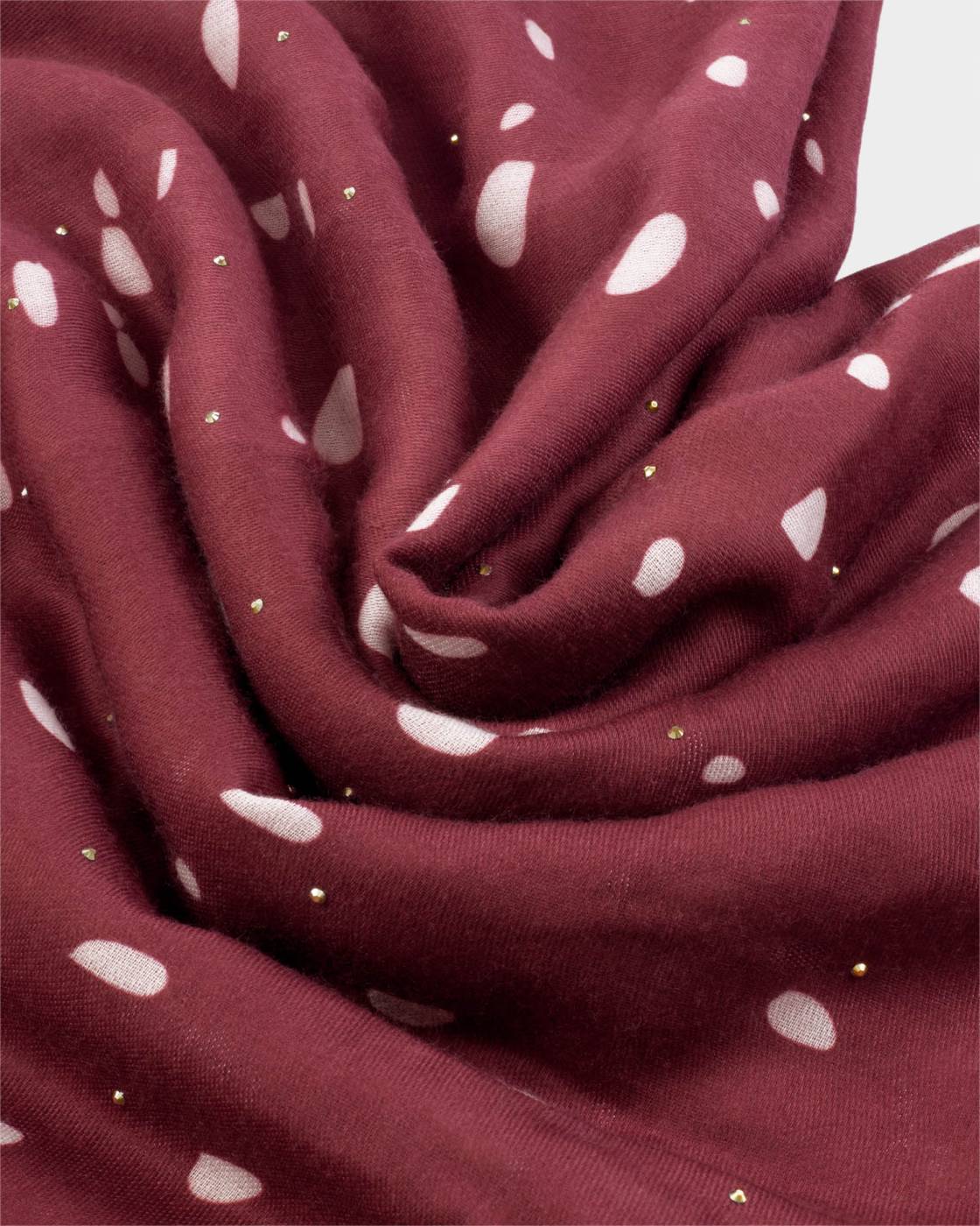 Katie Loxton Scattered Dots Studded Scarf in Burgundy & White