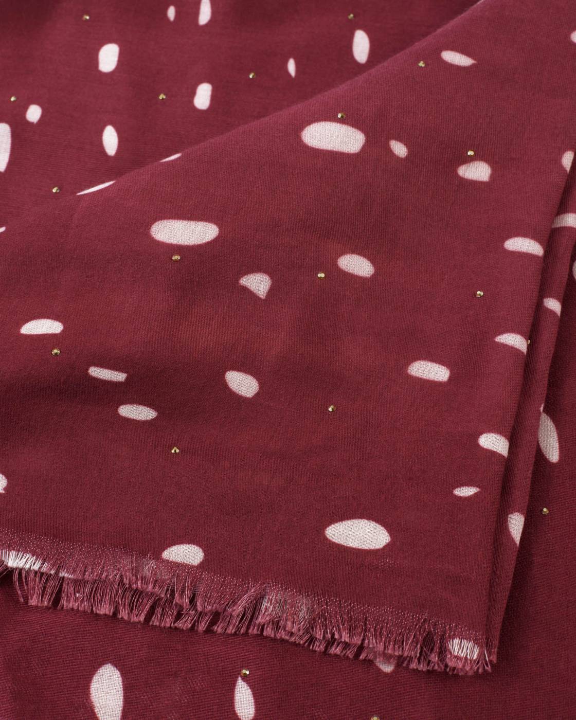 Katie Loxton Scattered Dots Studded Scarf in Burgundy & White