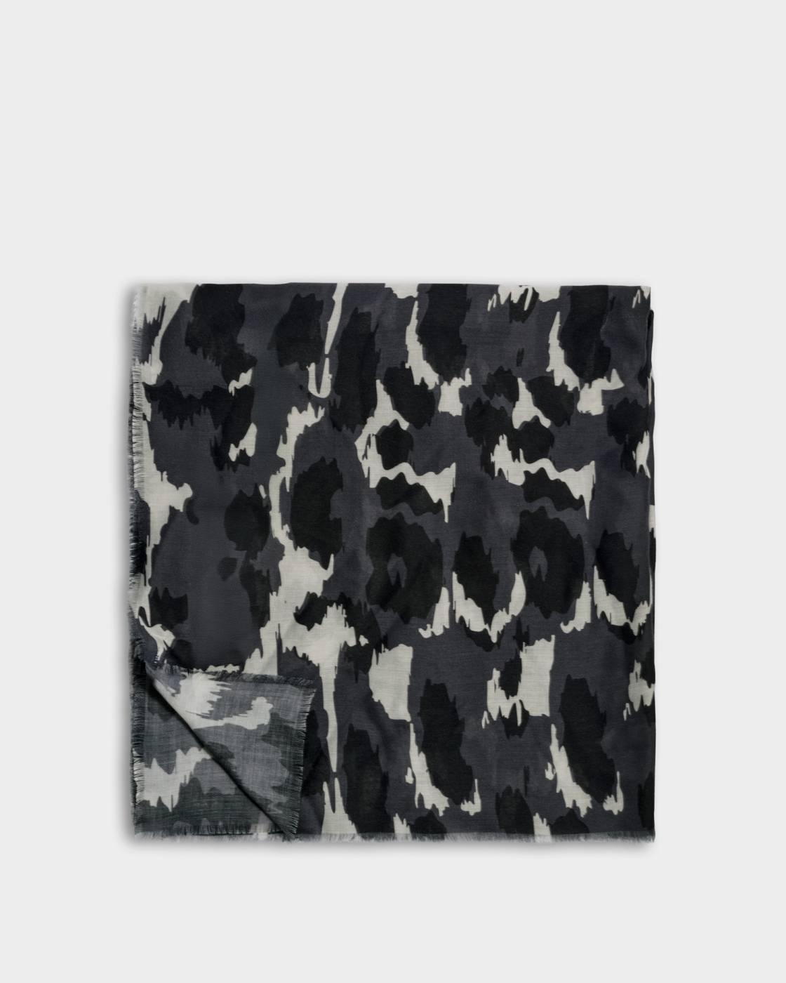 Katie Loxton Brush Stroked Leopard Print Scarf in Grey & Black