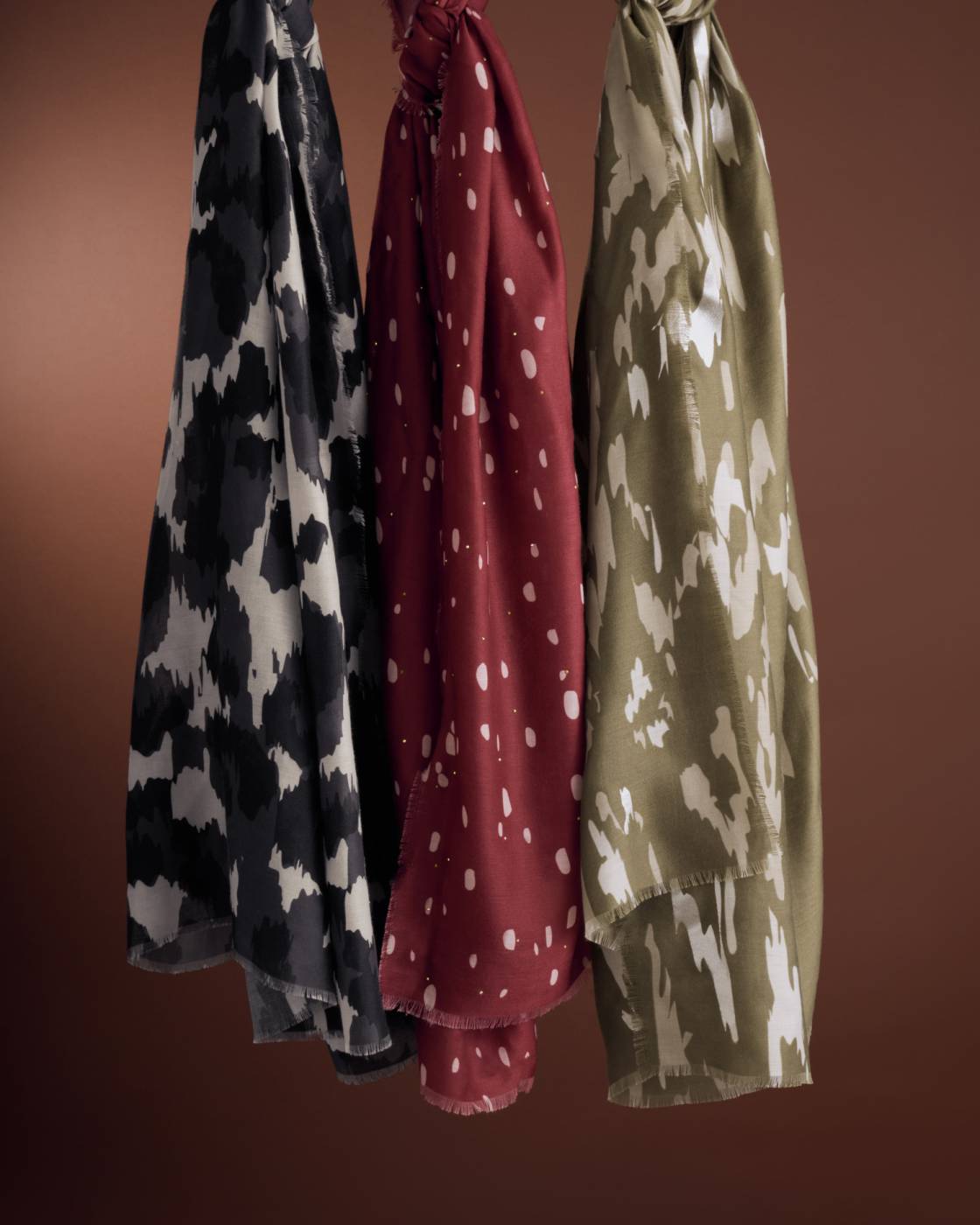 Katie Loxton Animal Print Foil Scarf in Olive & Silver