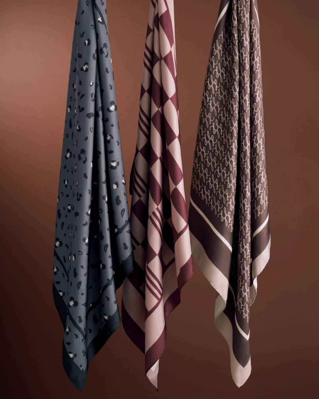Katie Loxton Check Satin Multiway Scarf in Pink & Cherry