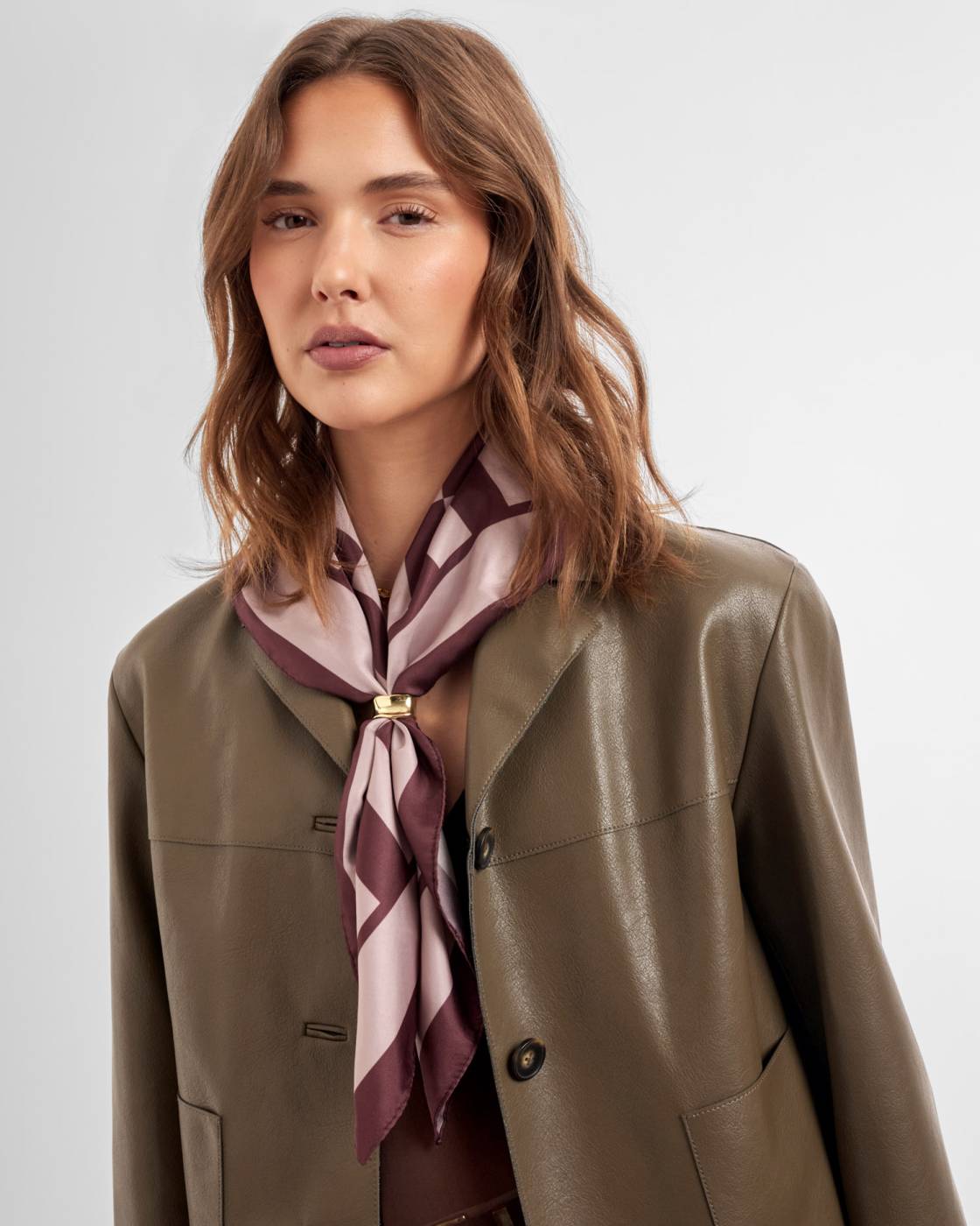 Katie Loxton Check Satin Multiway Scarf in Pink & Cherry