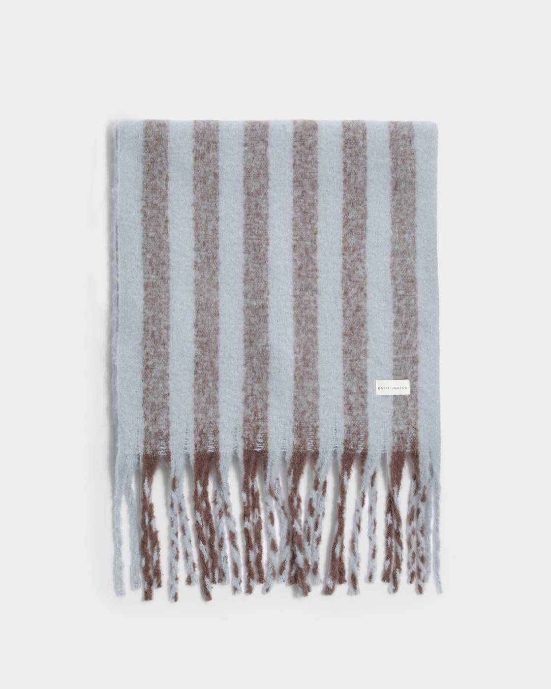 Katie Loxton Recycled Striped Scarf in Blue & Brown