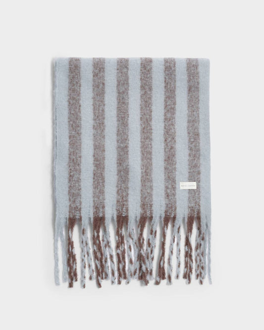 Katie Loxton Recycled Striped Scarf in Blue & Brown