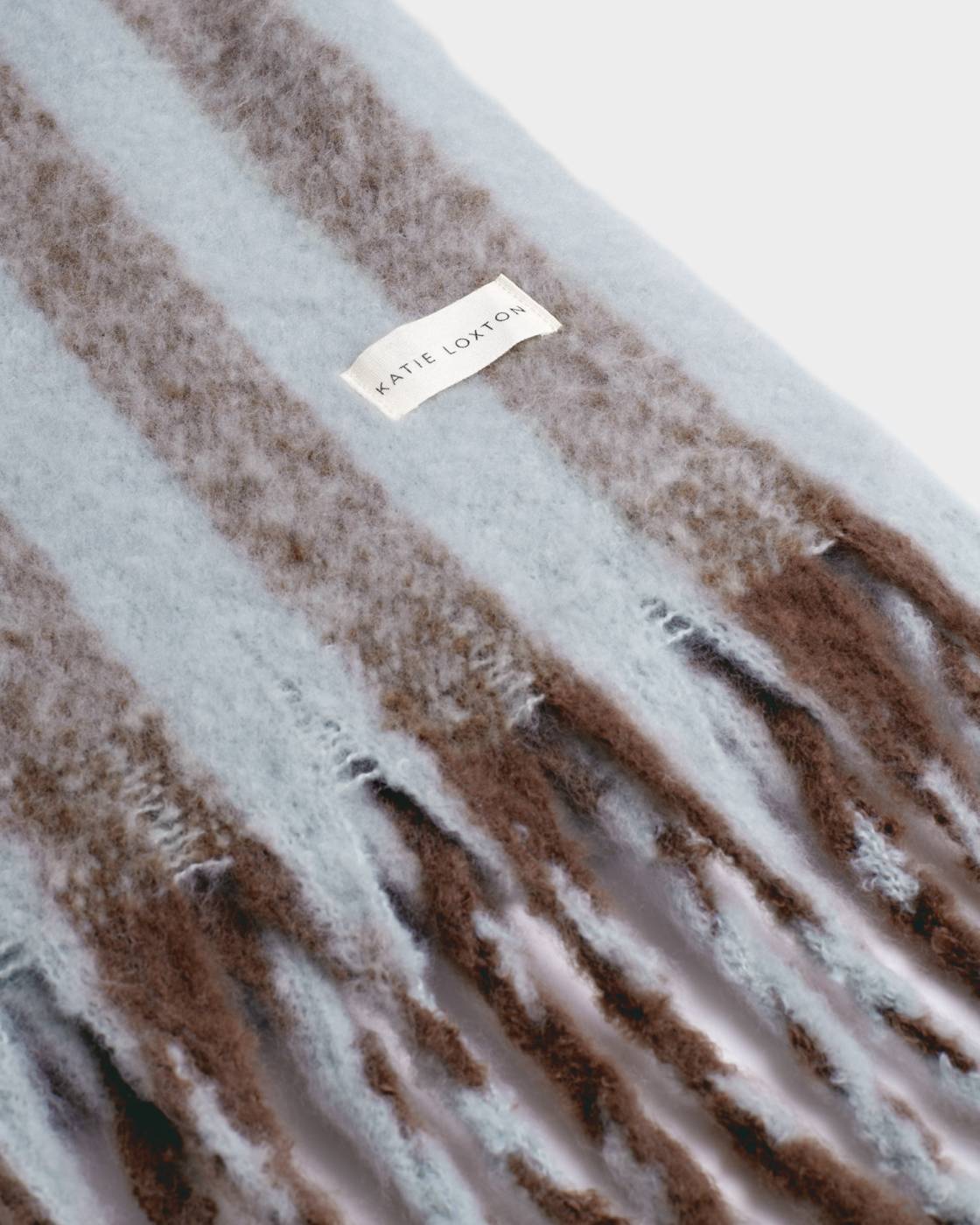 Katie Loxton Recycled Striped Scarf in Blue & Brown