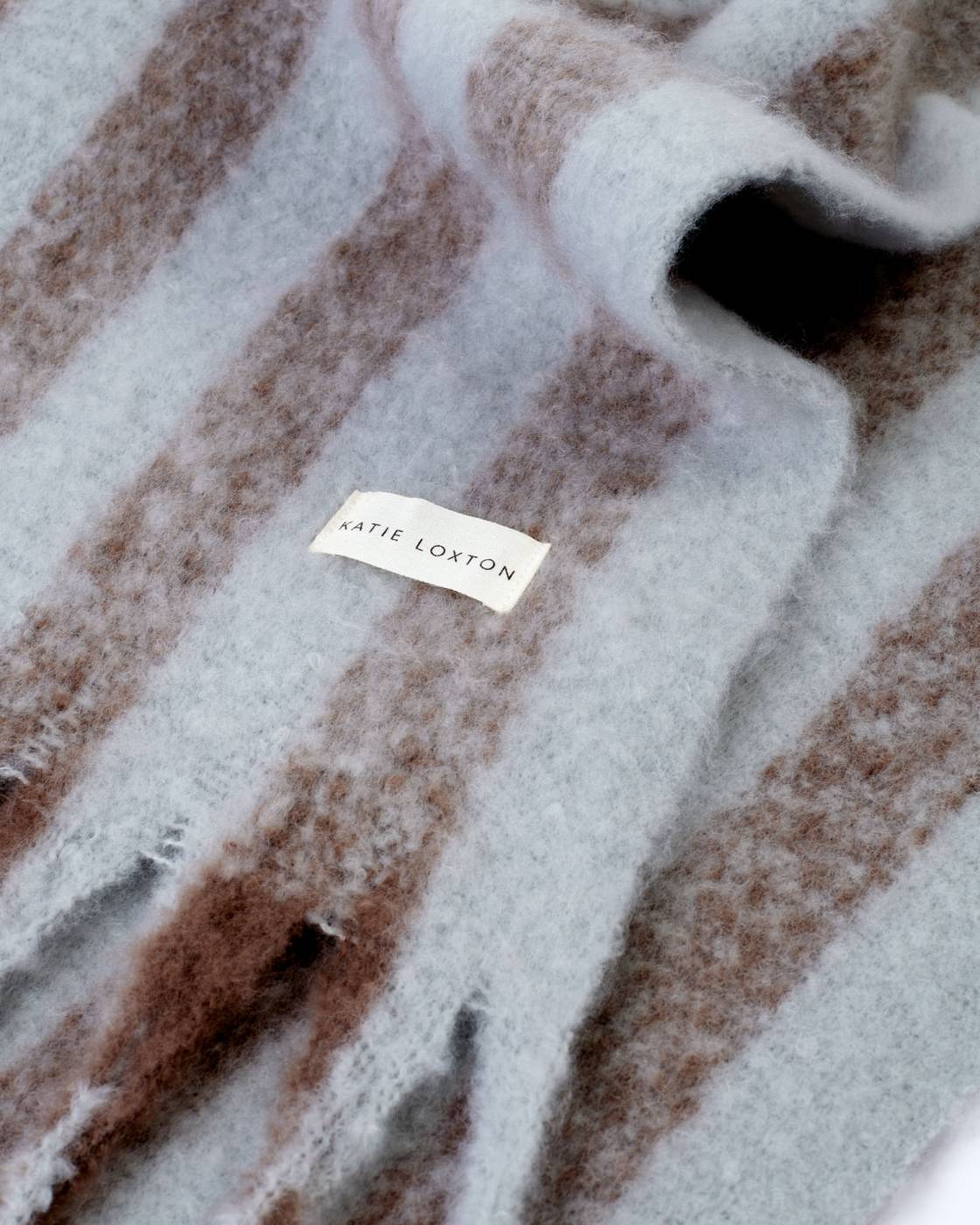 Katie Loxton Recycled Striped Scarf in Blue & Brown