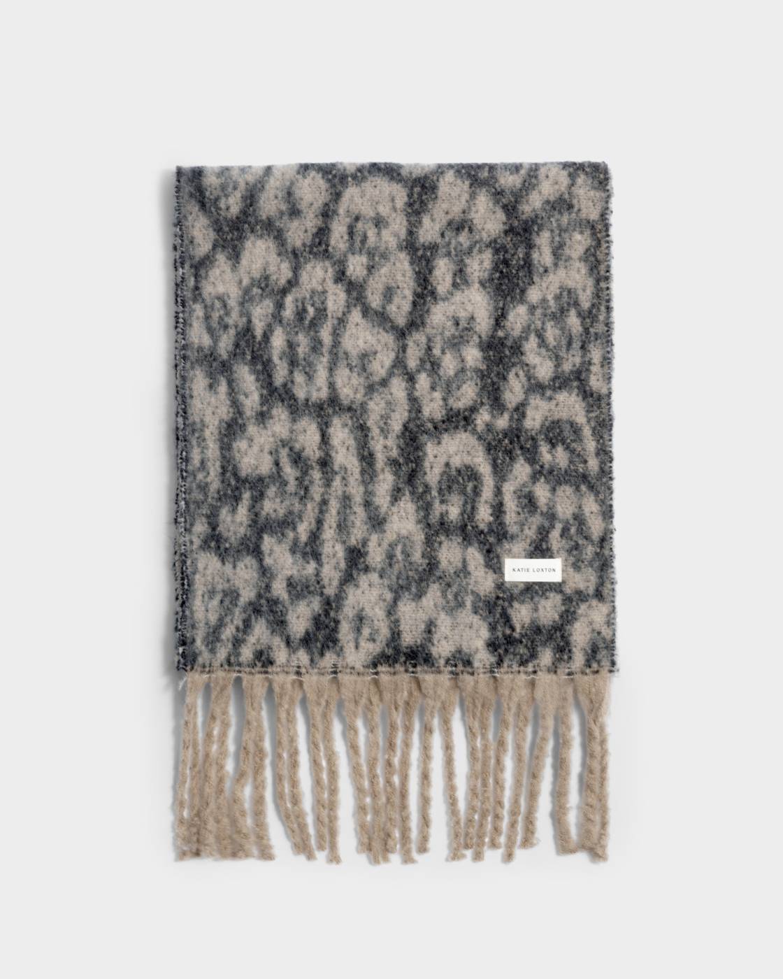Katie Loxton Recycled Leopard Scarf in Taupe & Chocolate