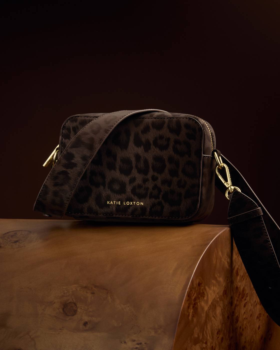 Katie Loxton Leopard Crossbody Bag in Chocolate