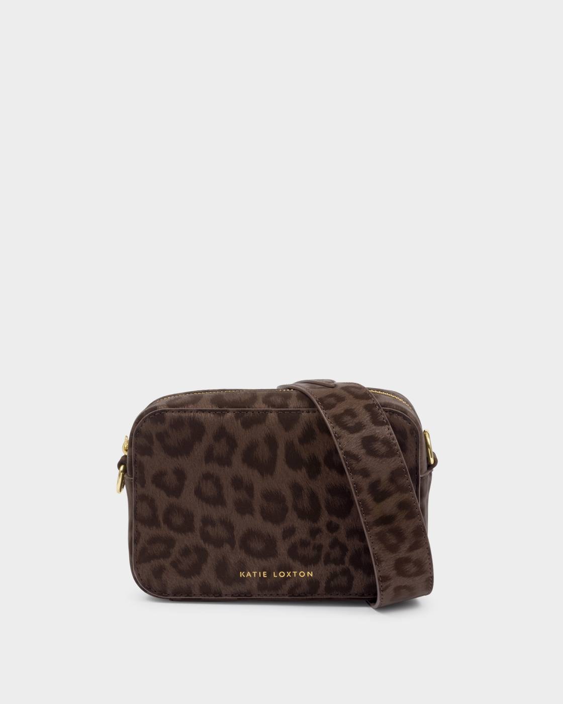 Katie Loxton Leopard Crossbody Bag in Chocolate