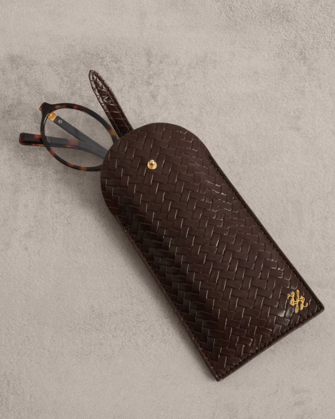 Katie Loxton Woven Glasses Case Chocolate