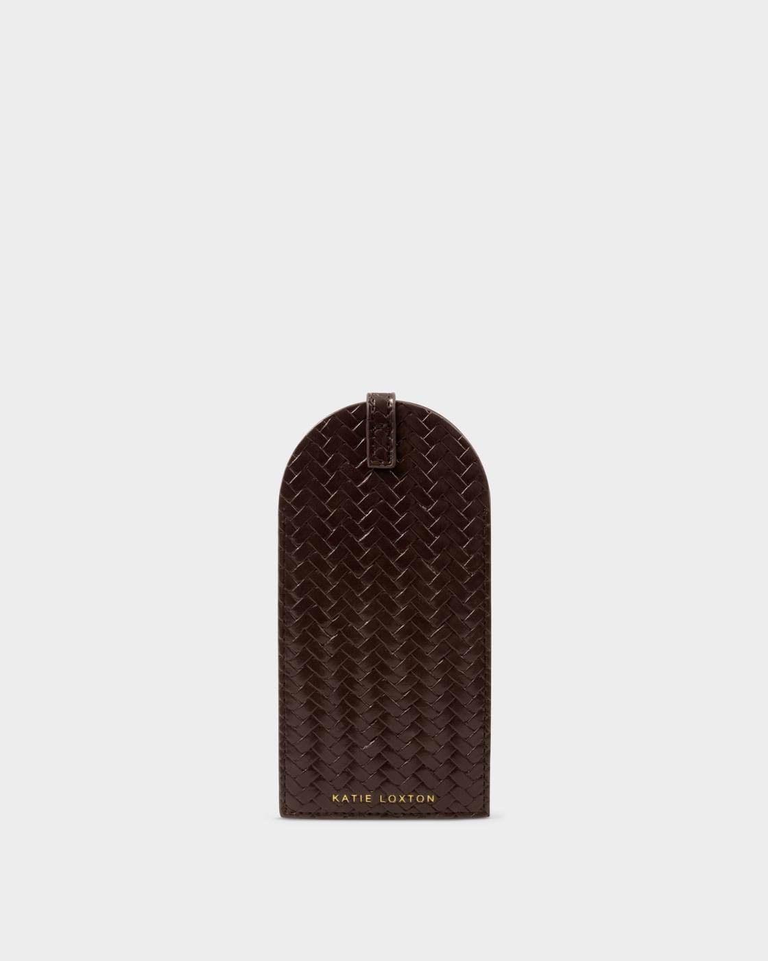 Katie Loxton Woven Glasses Case Chocolate