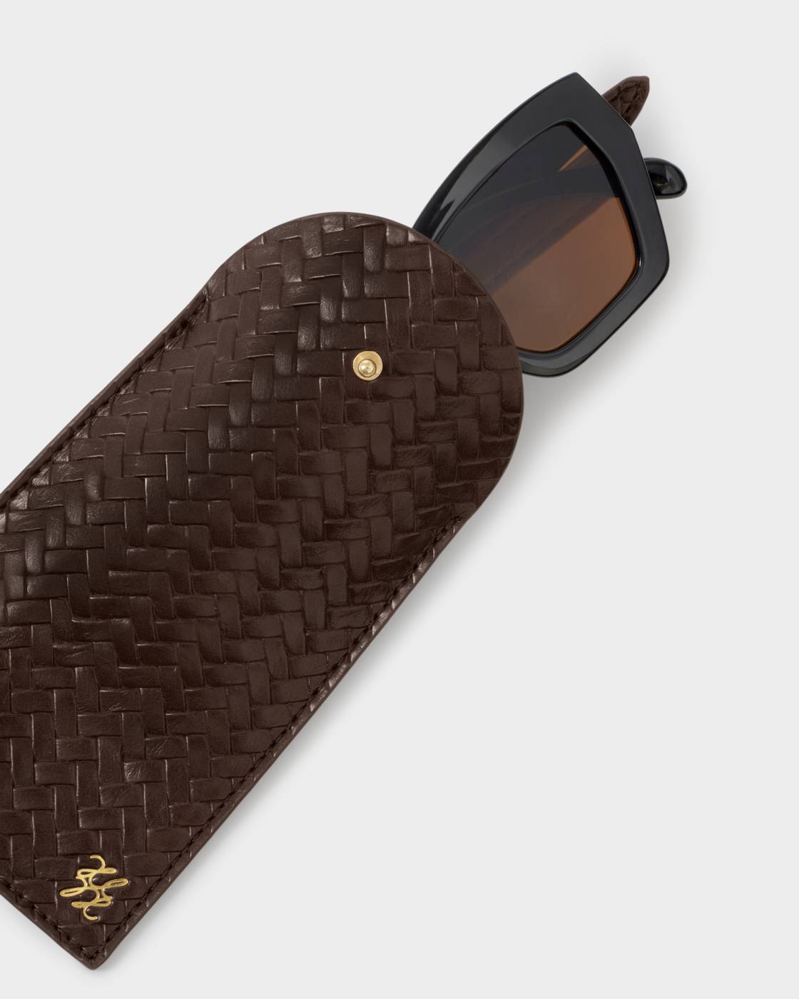 Katie Loxton Woven Glasses Case Chocolate