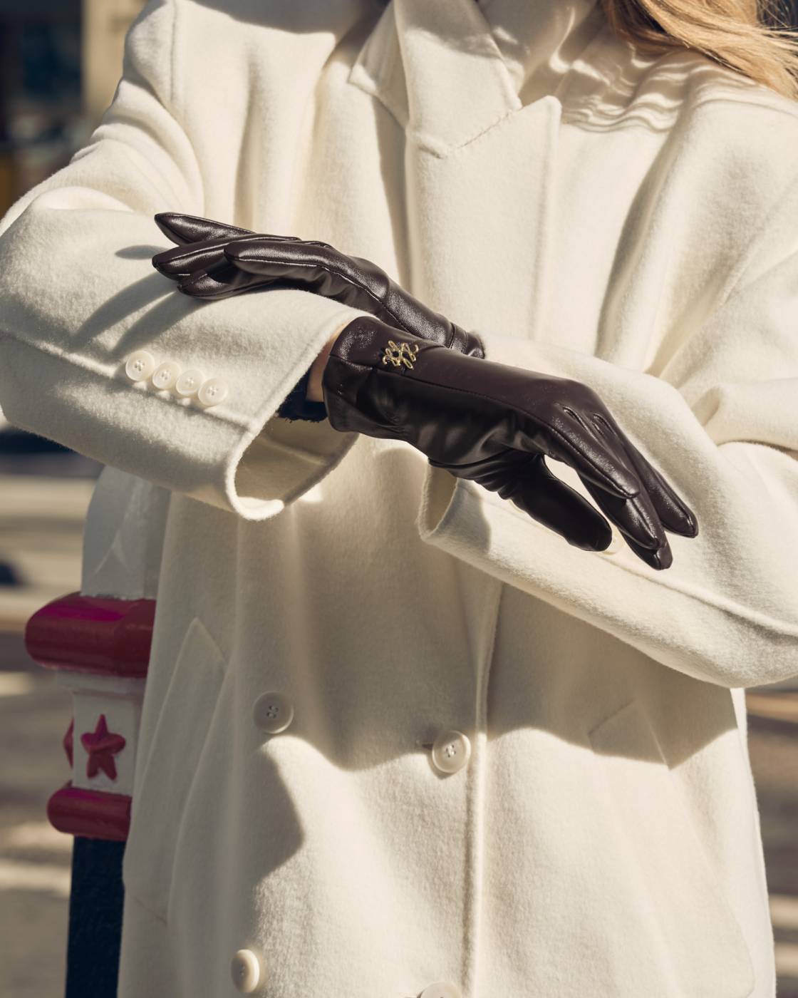 Katie Loxton Boxed Faux Leather Gloves Chocolate