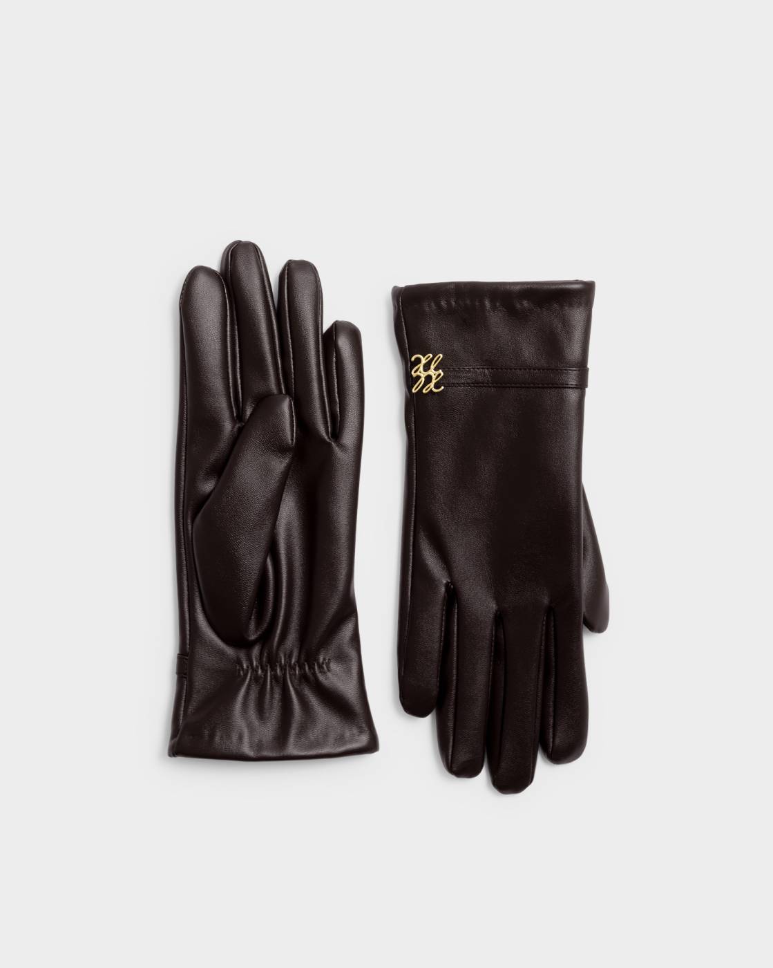 Katie Loxton Boxed Faux Leather Gloves Chocolate