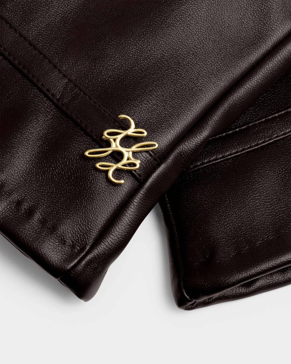 Katie Loxton Boxed Faux Leather Gloves Chocolate