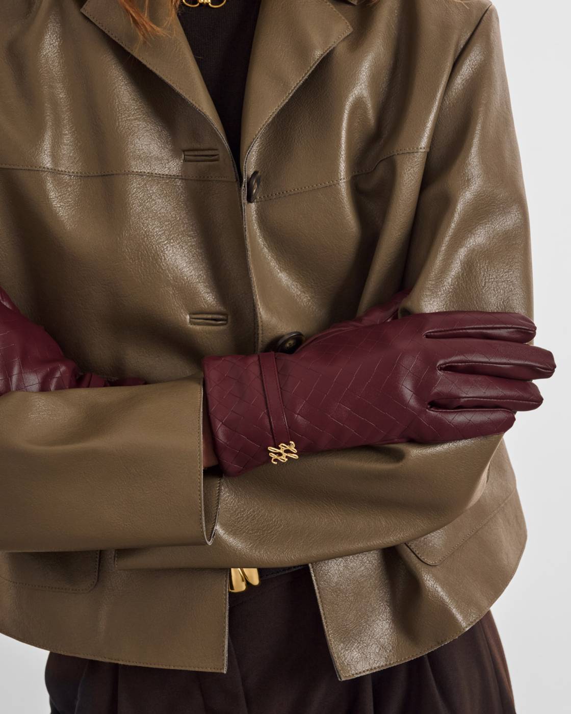 Katie Loxton Boxed Faux Leather Gloves Cherry
