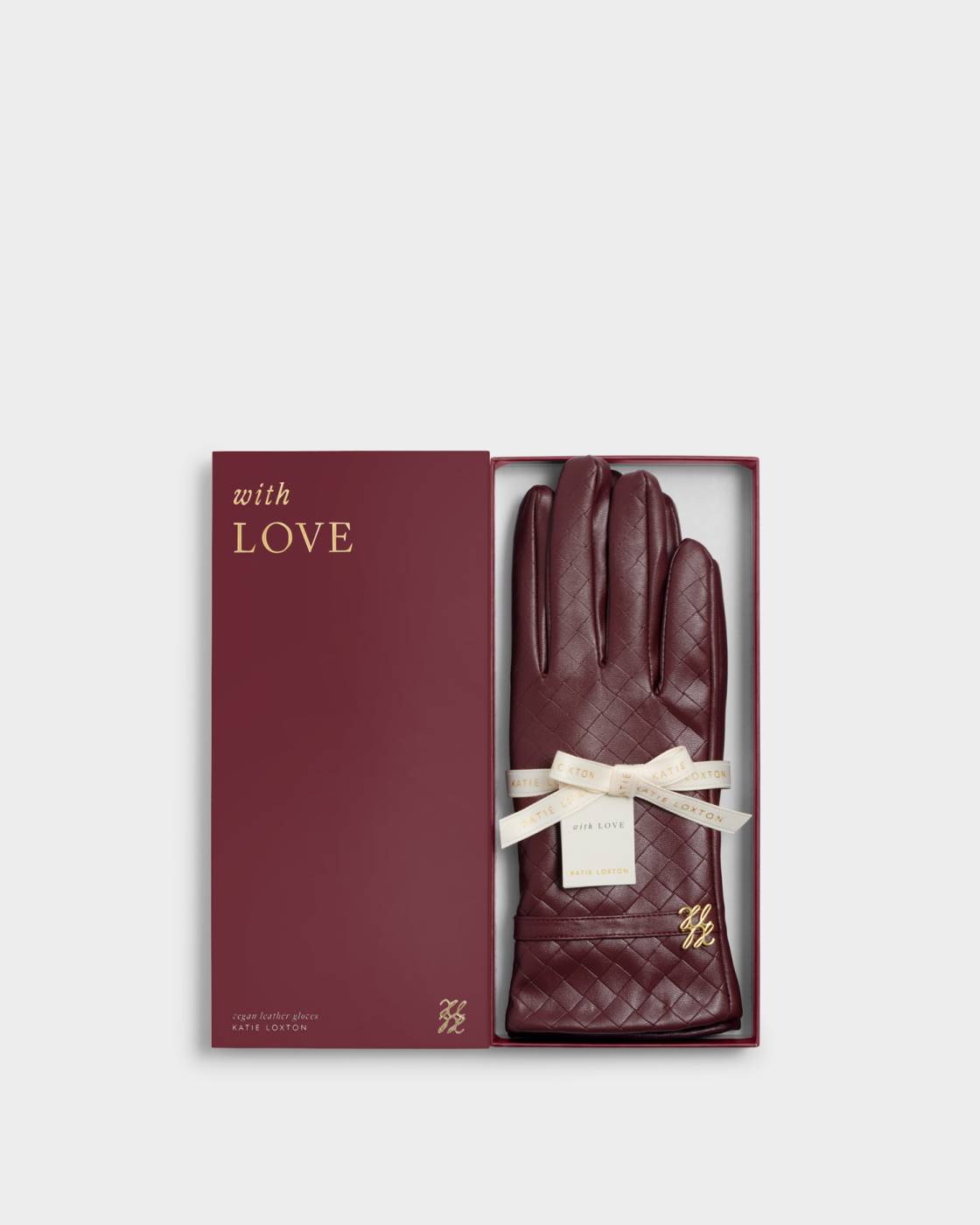 Katie Loxton Boxed Faux Leather Gloves Cherry