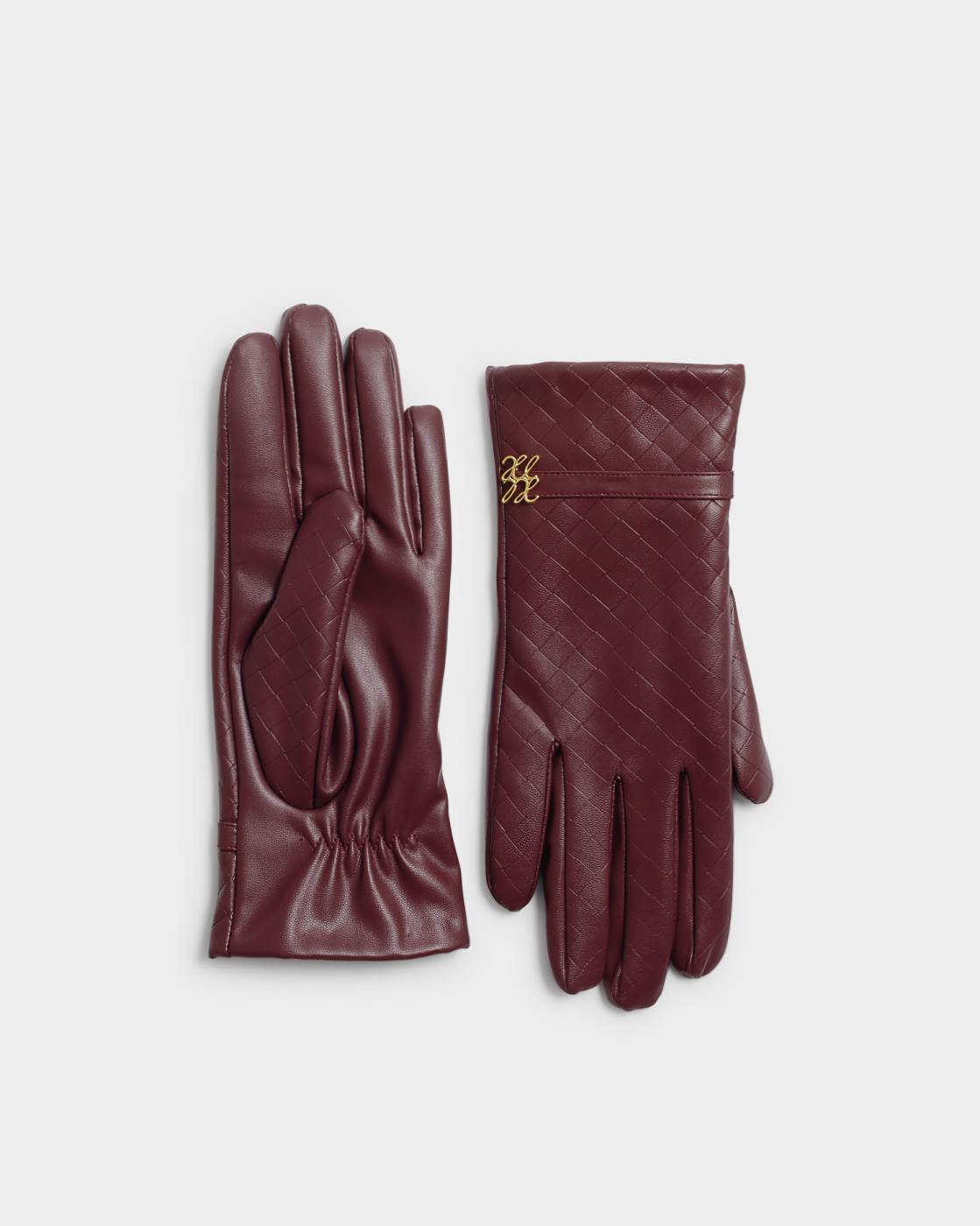Katie Loxton Boxed Faux Leather Gloves Cherry