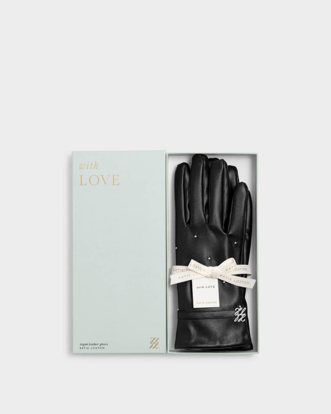 Katie Loxton Boxed Studded Faux Leather Gloves Black